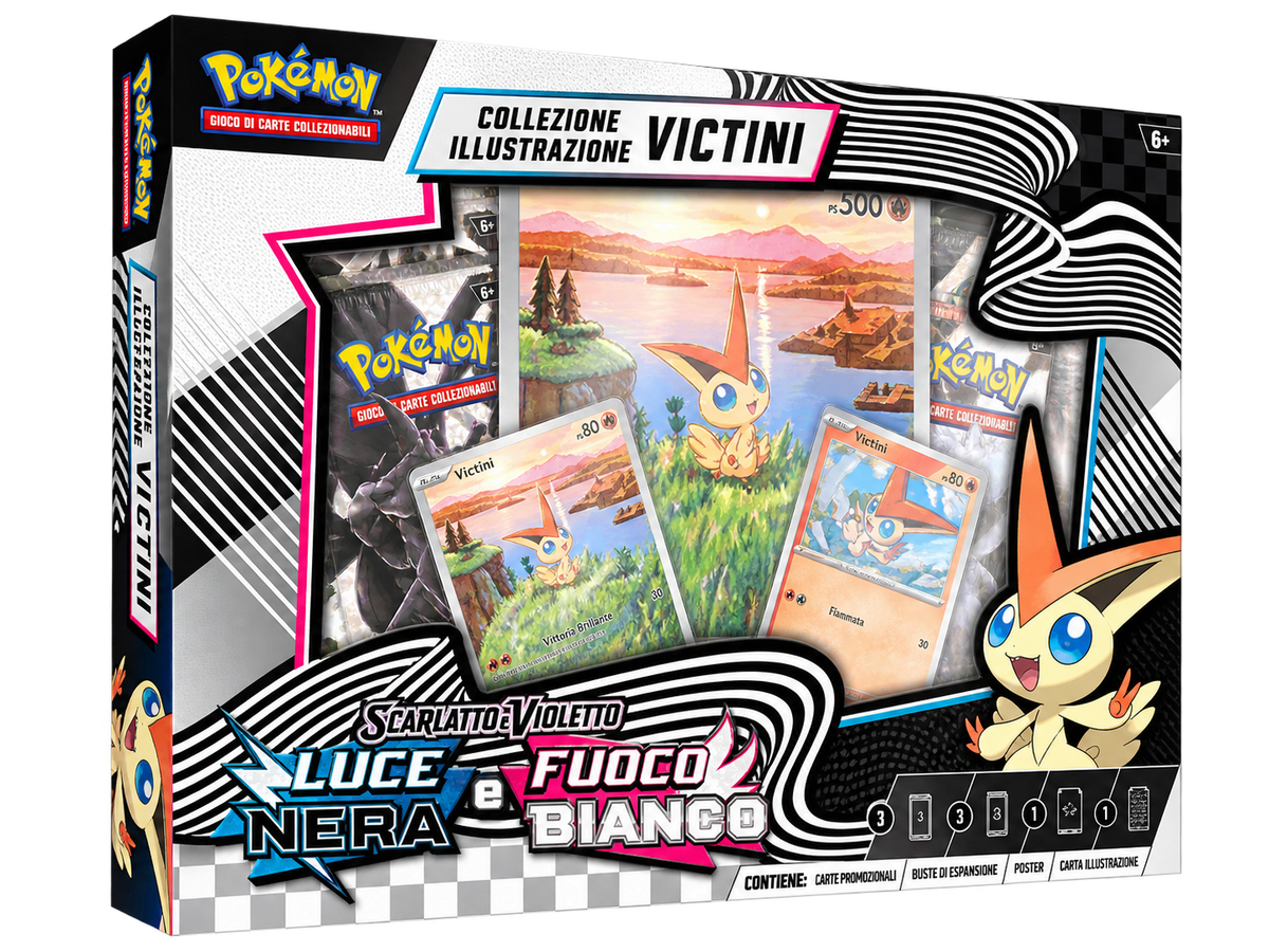 Pokémon Luce Nera & Fuoco Bianco - Collezione Illustrazione Victini - ITA